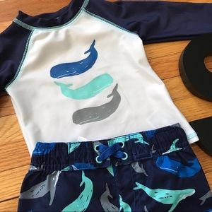 Swim trunks and rash guard